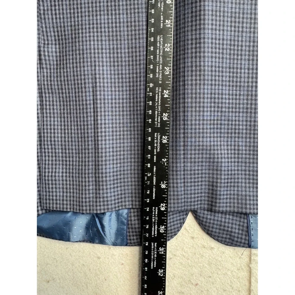 Bertolini Smart Mens Blue Wool Silk Blend Micro Check Blazer Sport Coat